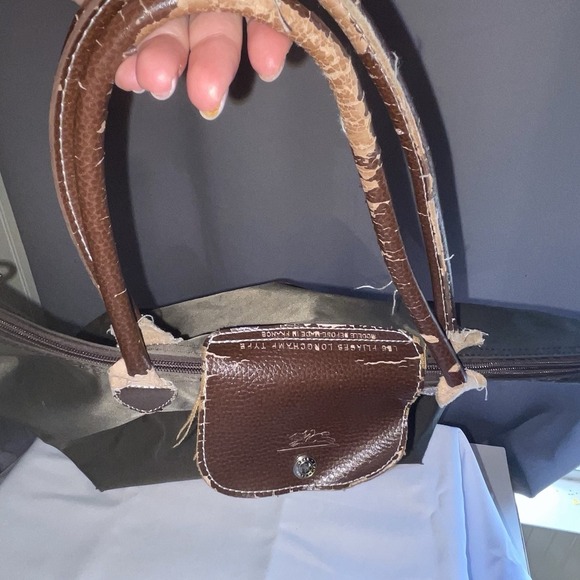 PROJECT Longchamp Le Pliage Modele Depose Brown Nylon Leather Shoulder Tote Bag - Picture 13 of 16